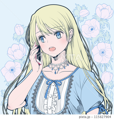 スマホで話す、電話をかける、電話する若い女性・通話中 115827904