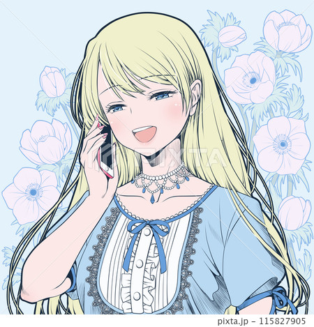 スマホで話す、電話をかける、電話する若い女性・満面の笑顔 115827905