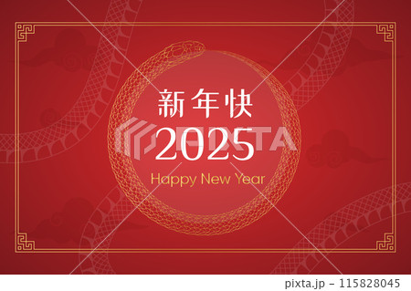 Happy Chinese New Year 2025. snakeskin banner, template with copy space 115828045