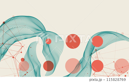 The abstract wave is made in a frame style. Template for science and technology presentation. Hand drawn vector art. 115828769