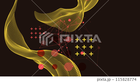 The abstract wave is made in a frame style. Template for science and technology presentation. Hand drawn vector art. The abstract wave is made in a frame style. Template for science and technology presentation. Hand drawn vector art. 115828774