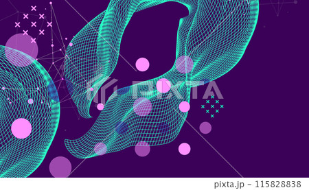 The abstract wave is made in a frame style. Template for science and technology presentation. Hand drawn vector art. The abstract wave is made in a frame style. Template for science and technology presentation. Hand drawn vector art. 115828838