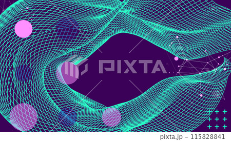 The abstract wave is made in a frame style. Template for science and technology presentation. Hand drawn vector art. 115828841