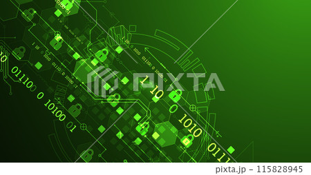 Secure digital background. Virtual confidential, programming protection. Hand drawn vector. 115828945
