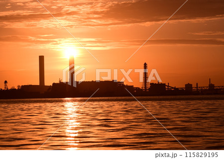 横浜　早朝の工業地帯風景 115829195