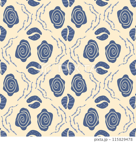 Abstract liquid shapes seamless pattern. Organic floral elements endless background. Geometric modern repeat cover. Vector hand drawn illustration. Abstract liquid shapes seamless pattern. Organic floral elements endless background. Geometric modern repeat cover. Vector hand drawn illustration. 115829478