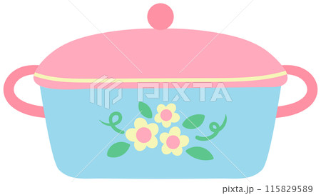 Cute cooking kitchenware in Children Style Cartoon illustration cooking pot Cute cooking kitchenware in Children Style Cartoon illustration cooking pot 115829589