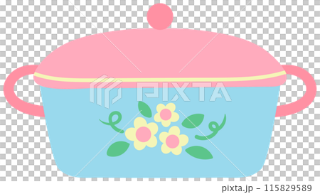 Cute cooking kitchenware in Children Style Cartoon illustration cooking pot Cute cooking kitchenware in Children Style Cartoon illustration cooking pot 115829589