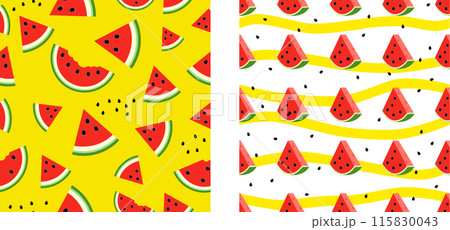 Set seamless pattern with slice watermelon. juicy water melon pattern Set seamless pattern with slice watermelon. juicy water melon pattern 115830043