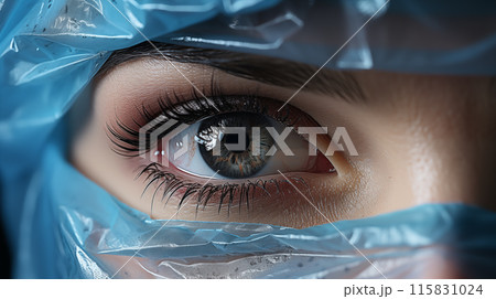 n realistic portrayal video captures human face in medical mask up close, underscoring importance of protective measures, promoting a sense of security and reassurance amid challenging circumstances 115831024