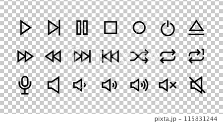 音訊播放符號等的向量圖示集。 115831244