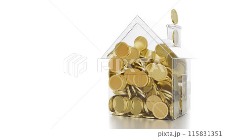 Savings for housing. Real estate investment concept. The House is filled with coins. 115831351