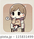 椅子に座って考える女の子 115831499