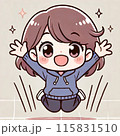 ジャンプして喜ぶ女の子 115831510