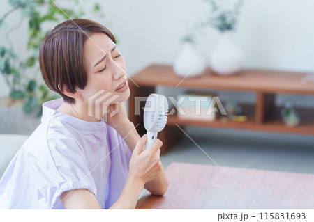 ハンディ扇風機を使う女性 115831693