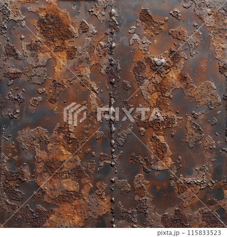 Textured grunge effect on a brown metal surface with rust 115833523