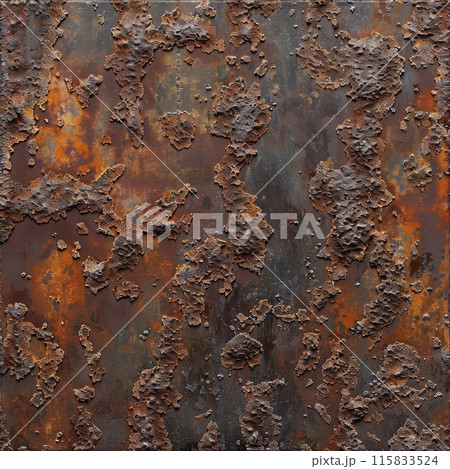 Weathered brown metal with a rough, rusty texture 115833524