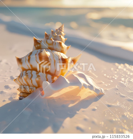 Oceanic tranquility with solitary seashell 115833526