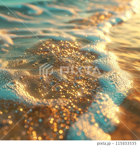Crystal clear waters lap against sun drenched sandy shores 115833535