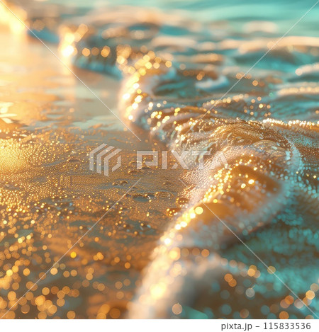 Tropical sun illuminates sparkling blue ocean waves 115833536