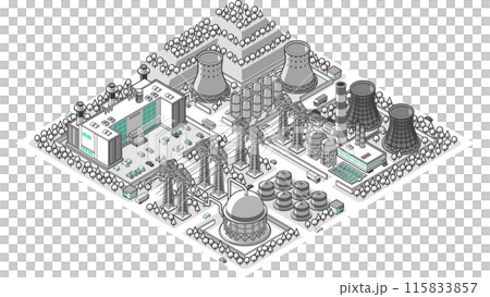 俯瞰から見た立体の発電所ベクターイラスト  115833857