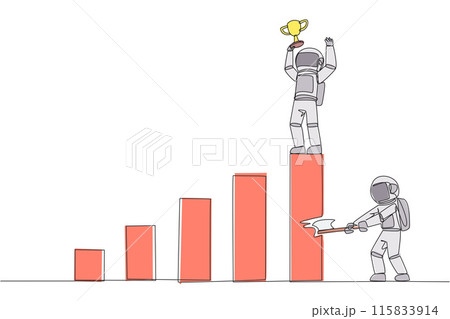 Continuous one line drawing astronaut achieves the highest honors. The hypocrite who doesn't like business partner's happiness. Thorn in the flesh. Traitor. Single line draw design vector illustration Continuous one line drawing astronaut achieves the highest honors. The hypocrite who doesn't like business partner's happiness. Thorn in the flesh. Traitor. Single line draw design vector illustration 115833914
