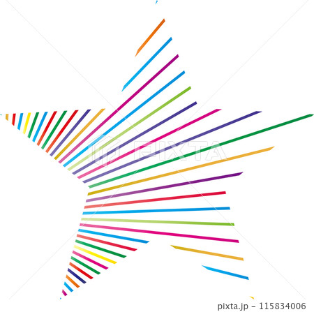 カラフルな星のおしゃれな切り絵風シルエット線画・トライバルアート 115834006