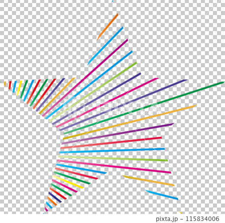 カラフルな星のおしゃれな切り絵風シルエット線画・トライバルアート 115834006