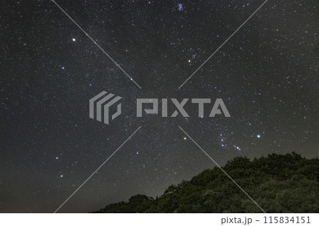 秋の星景　昇るオリオン座と天の川 115834151