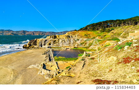 Ruins of Sutro Baths at the seaside in San Francisco - California, United States Ruins of Sutro Baths at the seaside in San Francisco - California, United States 115834403