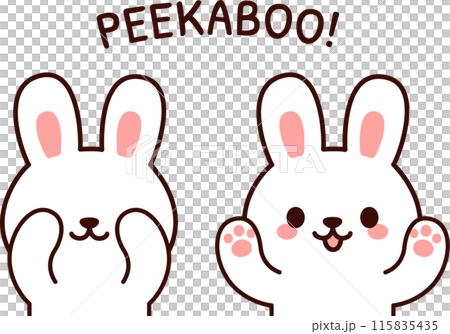 Cute cartoon bunny playing Peekaboo Cute cartoon bunny playing Peekaboo 115835435