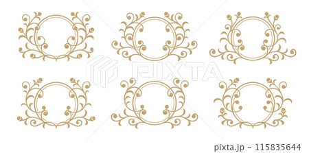 Flourish golden monogram circle frames 115835644