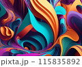 Abstract 3d illustration of colorful swirls, digital artwork for creative graphic design 115835892