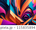Abstract 3d illustration of colorful swirls, digital artwork for creative graphic design 115835894
