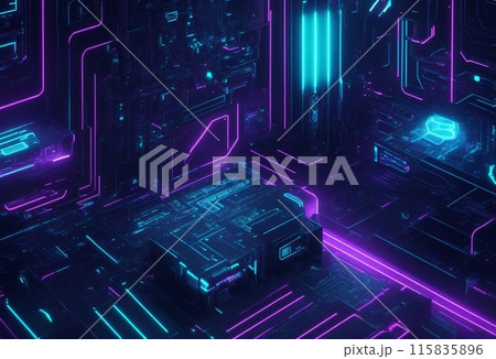 Abstract technology background, circuit board, 3d rendering, computer digital illustration. 115835896