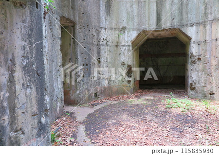 完成時、世界最大の巨砲を誇った対馬の豊砲台跡:砲塔の底部分の一角 完成時、世界最大の巨砲を誇った対馬の豊砲台跡:砲塔の底部分の一角 115835930