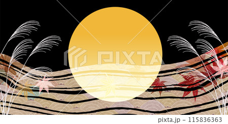 お月見　十五夜　秋　背景	 115836363