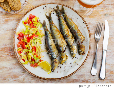 Appetizing fried sardines Appetizing fried sardines 115836647