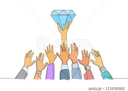 Continuous one line drawing hands fighting for diamonds. Fighting for luxury. Greedy hands want to control all the profits. Exhausting greed. Pseudo-fun. Single line draw design vector illustration Continuous one line drawing hands fighting for diamonds. Fighting for luxury. Greedy hands want to control all the profits. Exhausting greed. Pseudo-fun. Single line draw design vector illustration 115836902