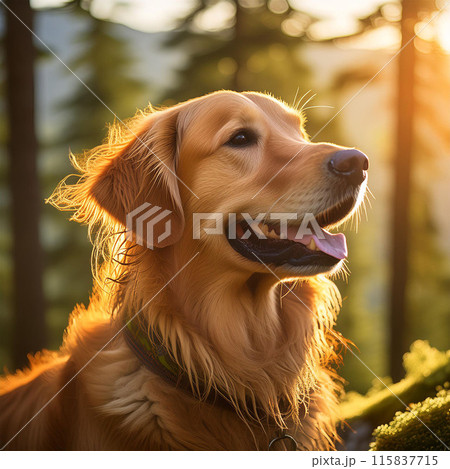 Golden Retriever, friendly, gentle, family dog, retriever, loyal, golden coat, medium to large size, intelligent, hunting dog, affectionate 115837715