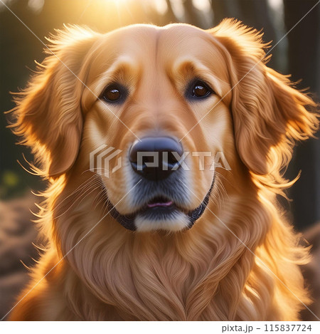 Golden Retriever, friendly, gentle, family dog, retriever, loyal, golden coat, medium to large size, intelligent, hunting dog, affectionate 115837724