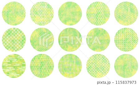 和柄セット 円形 黄緑色 和柄セット 円形 黄緑色 115837973