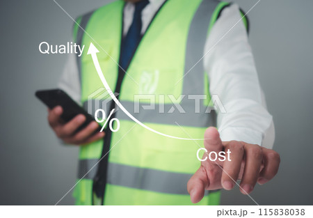 Cost and quality control, Construction planning, Structural calculation, Construction cost planning, Engineer or Architect working with quality control and cost reduction, Cost calculation. 115838038