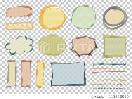 一組手繪的線條和框架,粗細不規則,採用日本圖案,顏色沉穩。 一組手繪的線條和框架,粗細不規則,採用日本圖案,顏色沉穩。 115838080