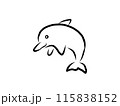 線画のシンプルなイルカ 115838152