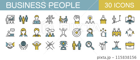 ビジネス・社会人に関するアイコンセット カラー ビジネス・社会人に関するアイコンセット カラー 115838156