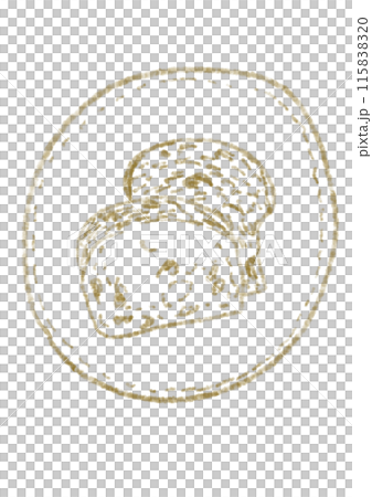 ラスクが2枚重なって器にもってある手描きイラスト 115838320