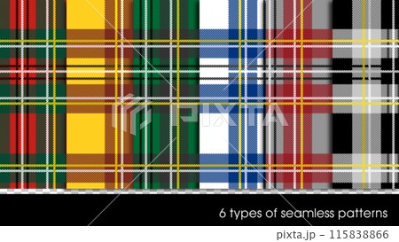 A set of luxurious tartan check seamless patterns. A variety of stylish check patterns. A set of luxurious tartan check seamless patterns. A variety of stylish check patterns. 115838866