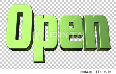 3DCG three-dimensional letters "Open/Opening Commemoration" Green, Green 3DCG three-dimensional letters "Open/Opening Commemoration" Green, Green 115839161