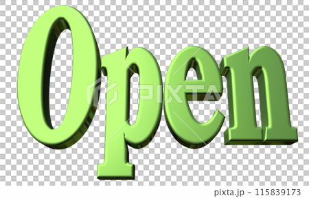 3DCG three-dimensional letters "Open/Opening Commemoration" Green, Green 115839173